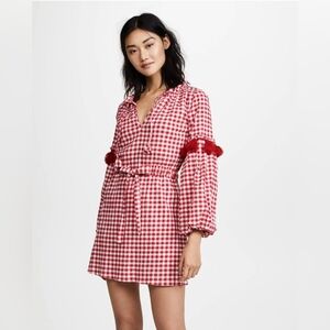 Misa Los Angeles Lisseth Red White Gingham Tassel Dress Cotton Picnic 🍒🧺